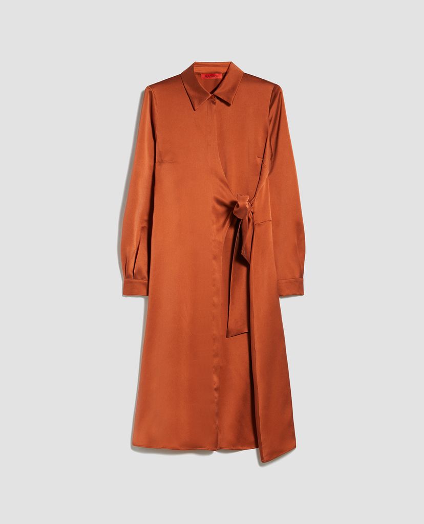 MAX&Co. - Đầm midi sơ mi tay dài Silk Satin