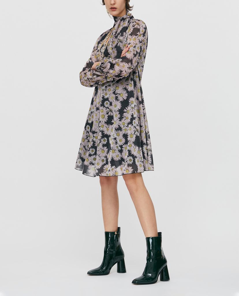 MAX&Co. - Đầm mini cổ V tay dài A Line In Jersey Lamé