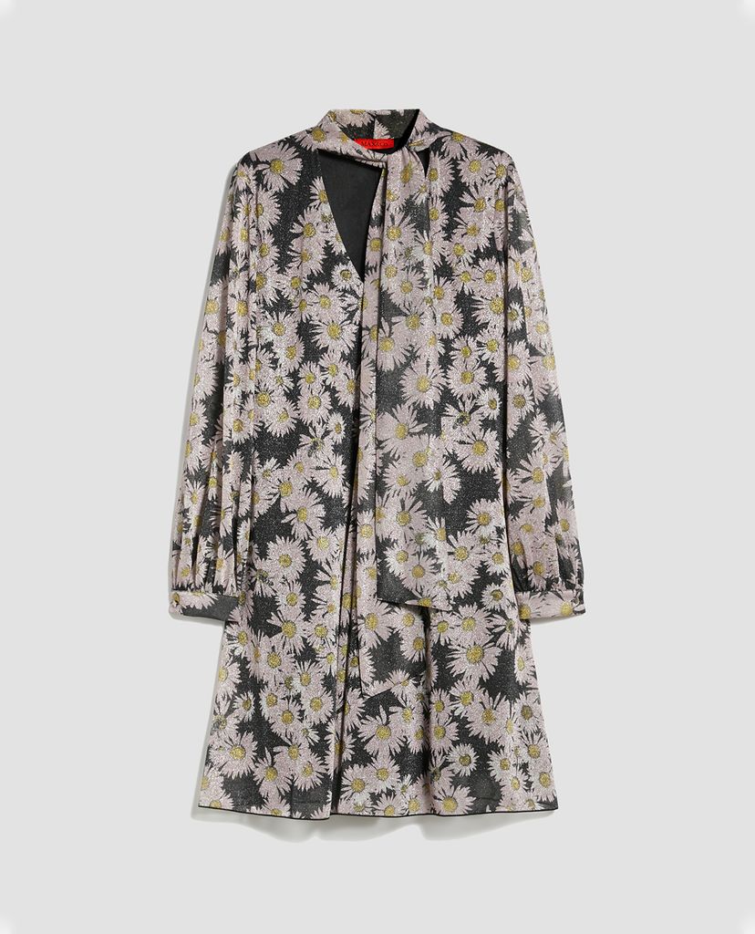 MAX&Co. - Đầm mini cổ V tay dài A Line In Jersey Lamé
