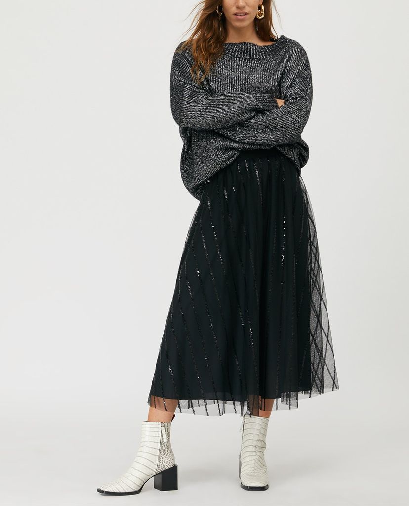 MAX&Co. - Chân váy midi xếp li Sequin Stripes