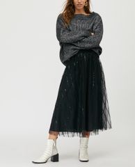 MAX&Co. - Chân váy midi xếp li Sequin Stripes