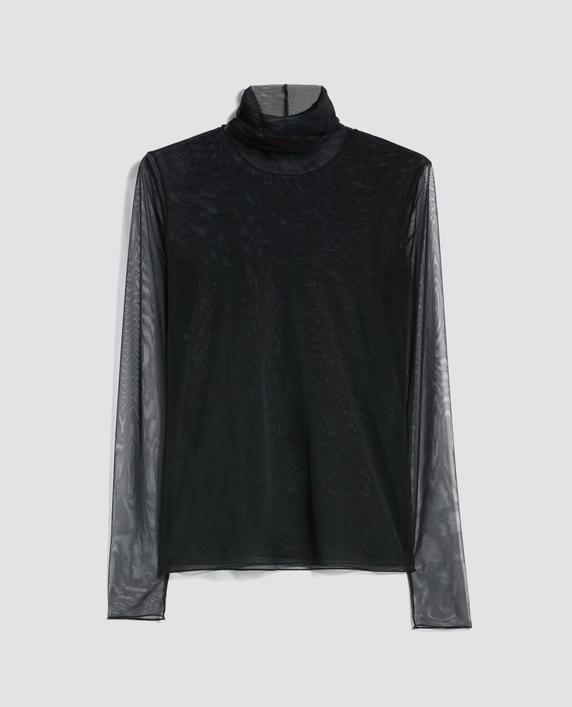 MAX&Co. - Áo kiểu nữ xuyên thấu cổ lọ Sheer Tulle Jersey Turtleneck