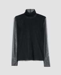 MAX&Co. - Áo kiểu nữ xuyên thấu cổ lọ Sheer Tulle Jersey Turtleneck