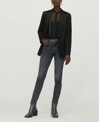 MAX&Co. - Áo kiểu nữ xuyên thấu cổ lọ Sequin Stripes