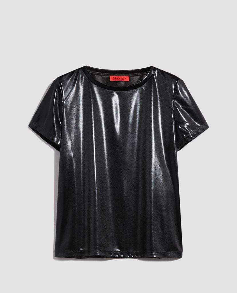 MAX&Co. - Áo thun nữ cổ tròn tay ngắn Metallic Jersey