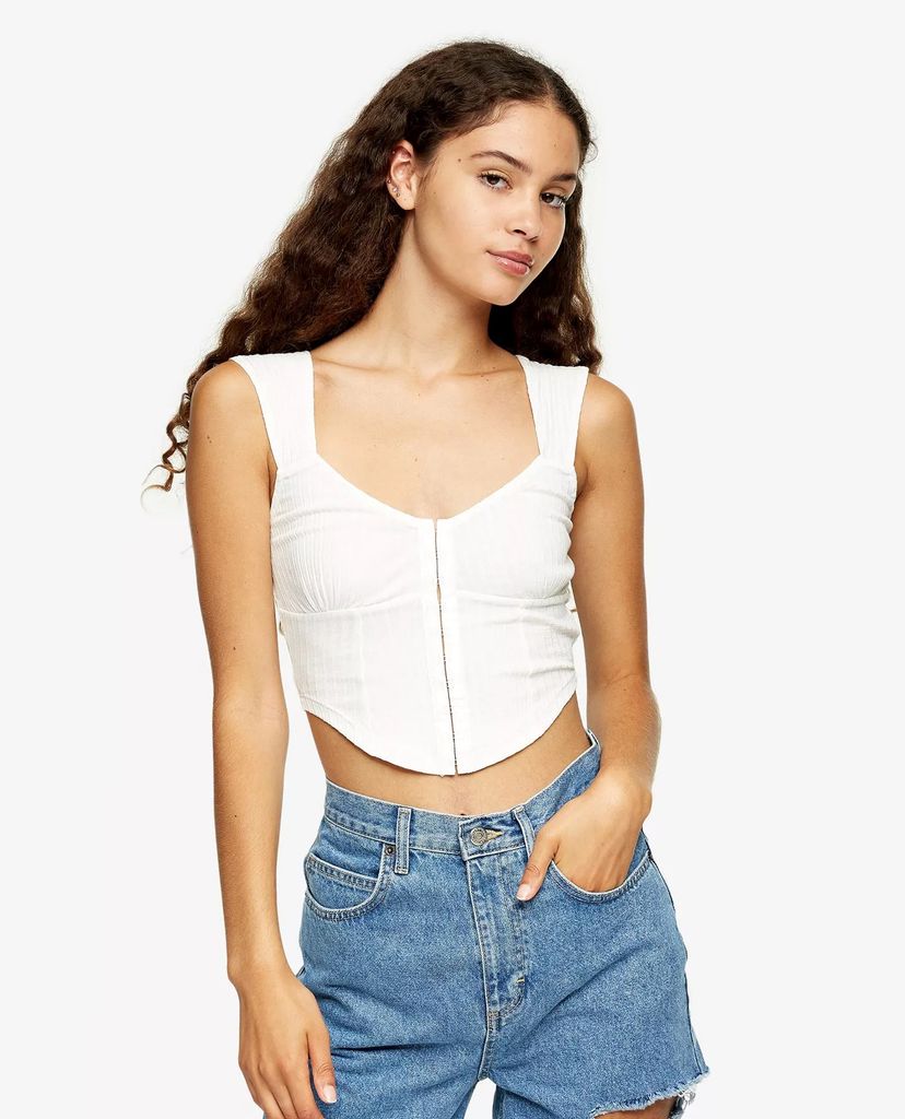 TOPSHOP - Áo croptop nữ hai dây Cream Hook & Eye