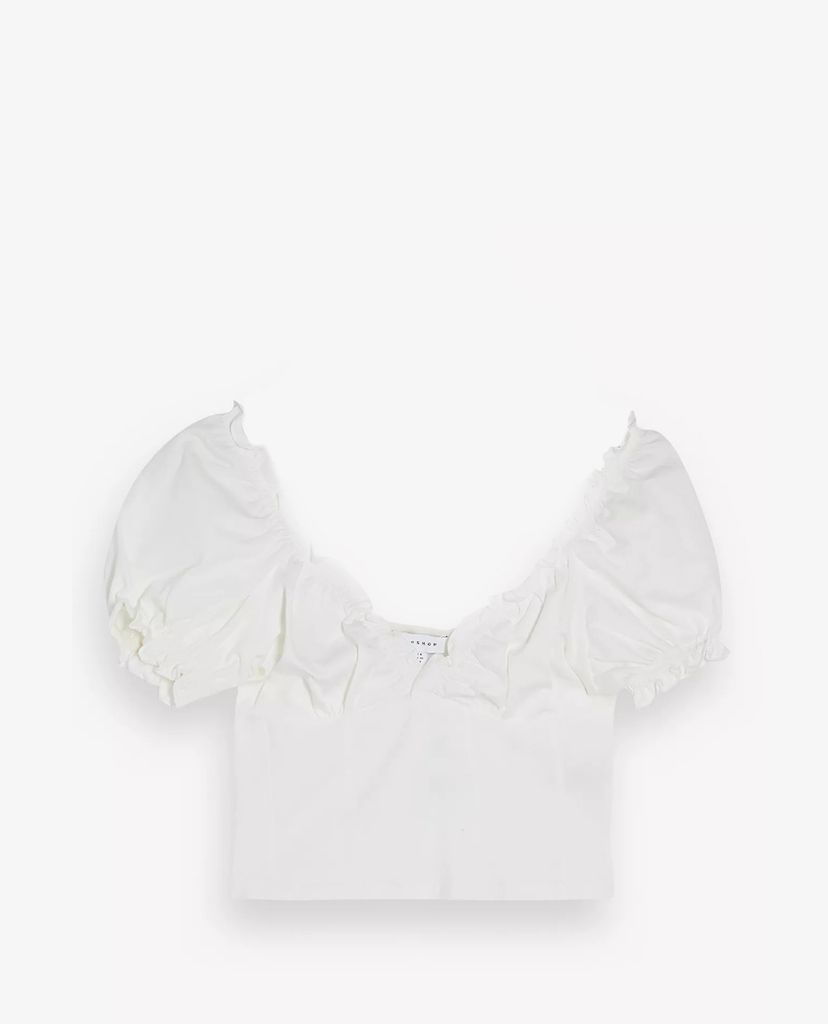 TOPSHOP - Áo croptop nữ cổ V Cream Prairie Wrap Corset