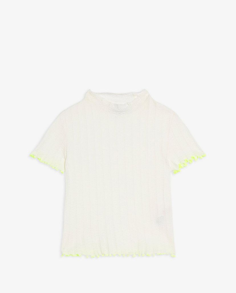 TOPSHOP - Áo thun nữ cổ tròn ngắn tay phom ôm Contrast Tipping Lettuce