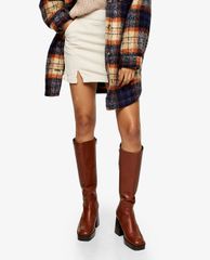 TOPSHOP - Chân váy mini Ecru Corduroy Denim Notch