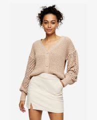 TOPSHOP - Chân váy mini Ecru Corduroy Denim Notch