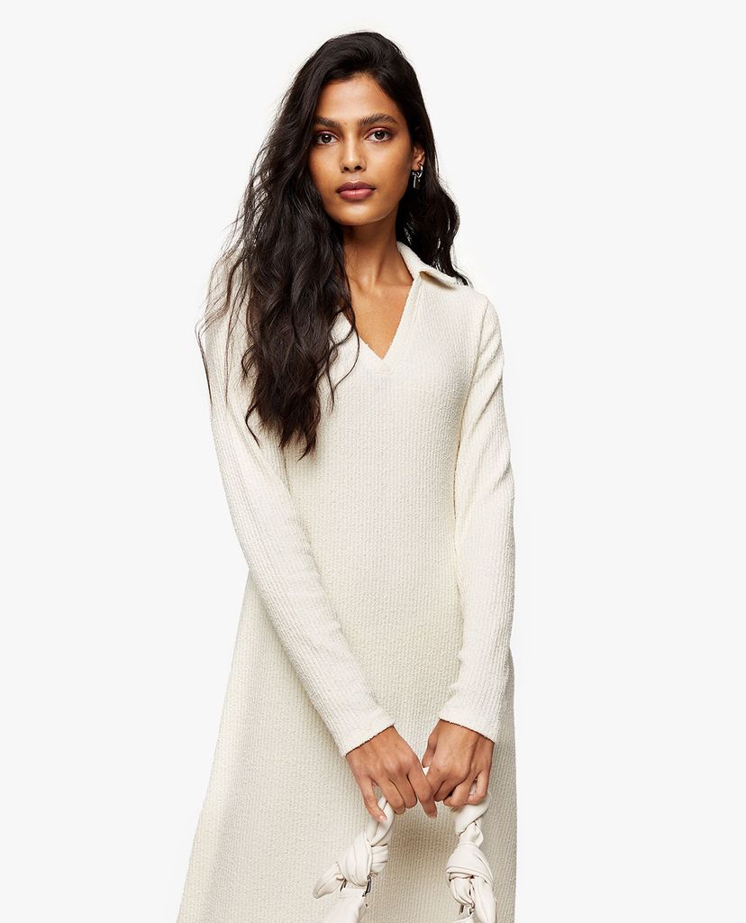 TOPSHOP - Đầm midi tay dài cổ bẻ Collared