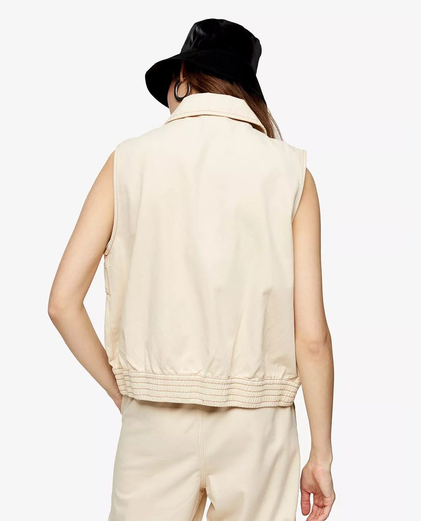 TOPSHOP - Áo khoác nữ không tay CONSIDERED Ecru Zip Utility