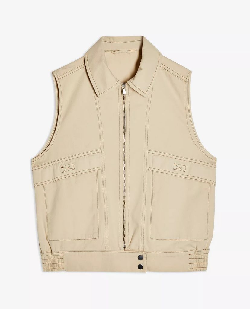 TOPSHOP - Áo khoác nữ không tay CONSIDERED Ecru Zip Utility