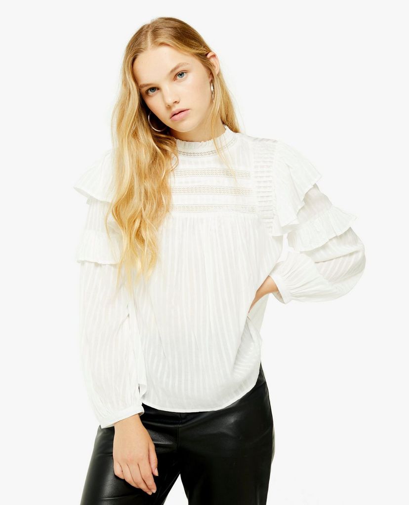 TOPSHOP - Áo kiểu nữ cổ tròn tay dài Prairie High Neck