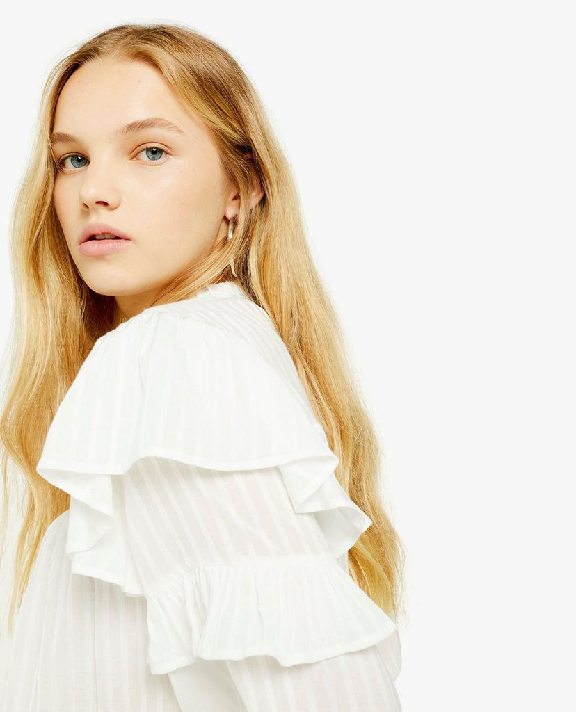 TOPSHOP - Áo kiểu nữ cổ tròn tay dài Prairie High Neck