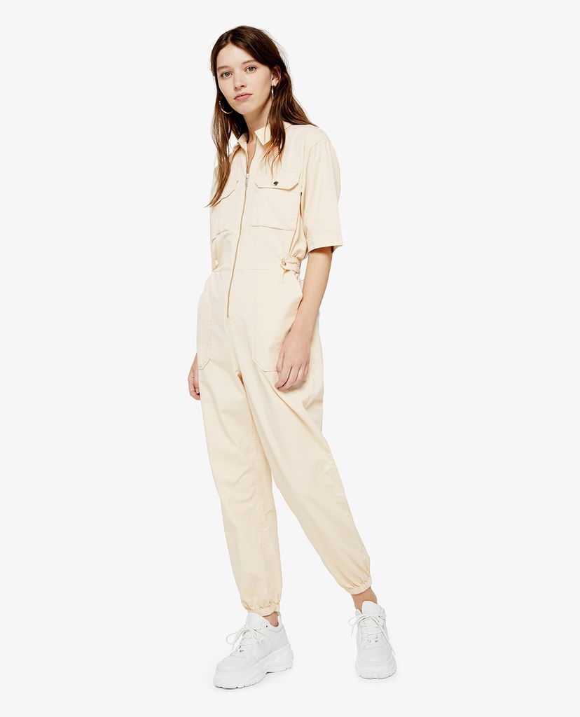 TOPSHOP - Boiler suit nữ tay ngắn Ecru Utility Pocket