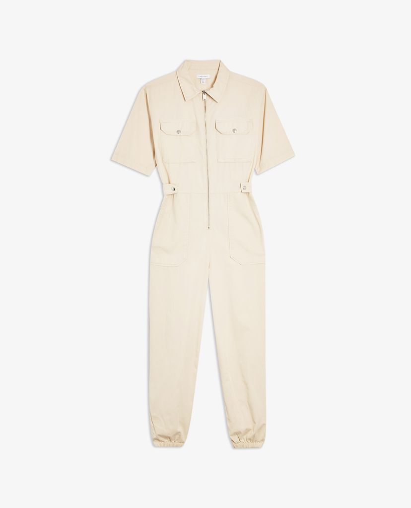 TOPSHOP - Boiler suit nữ tay ngắn Ecru Utility Pocket
