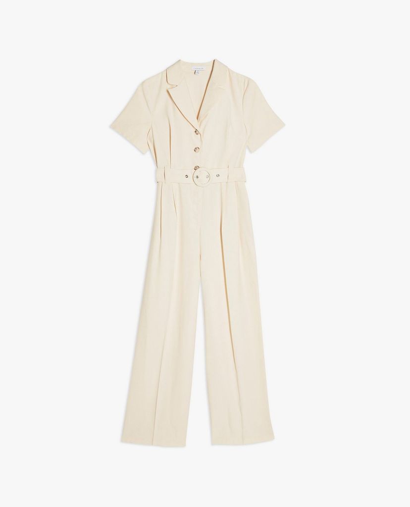 TOPSHOP - Jumpsuits nữ ngắn tay PETITE Cream Belted