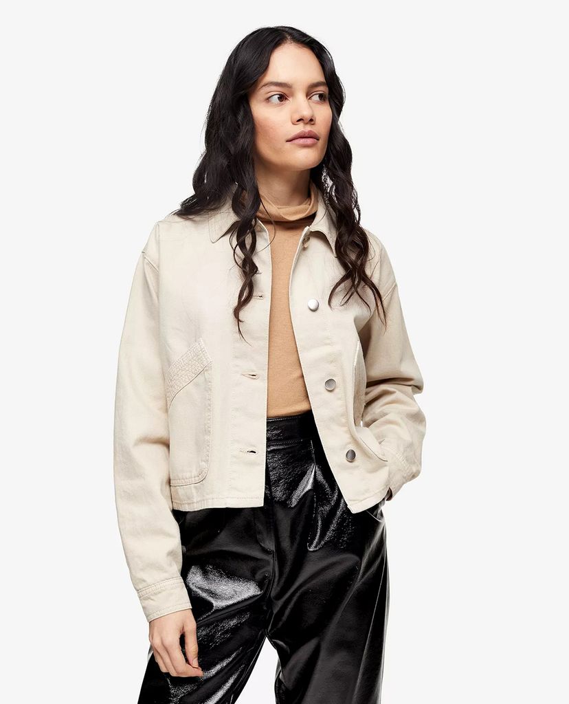 TOPSHOP - Áo khoác kiểu nữ phom ngắn PETITE CONSIDERED Ecru Boxy
