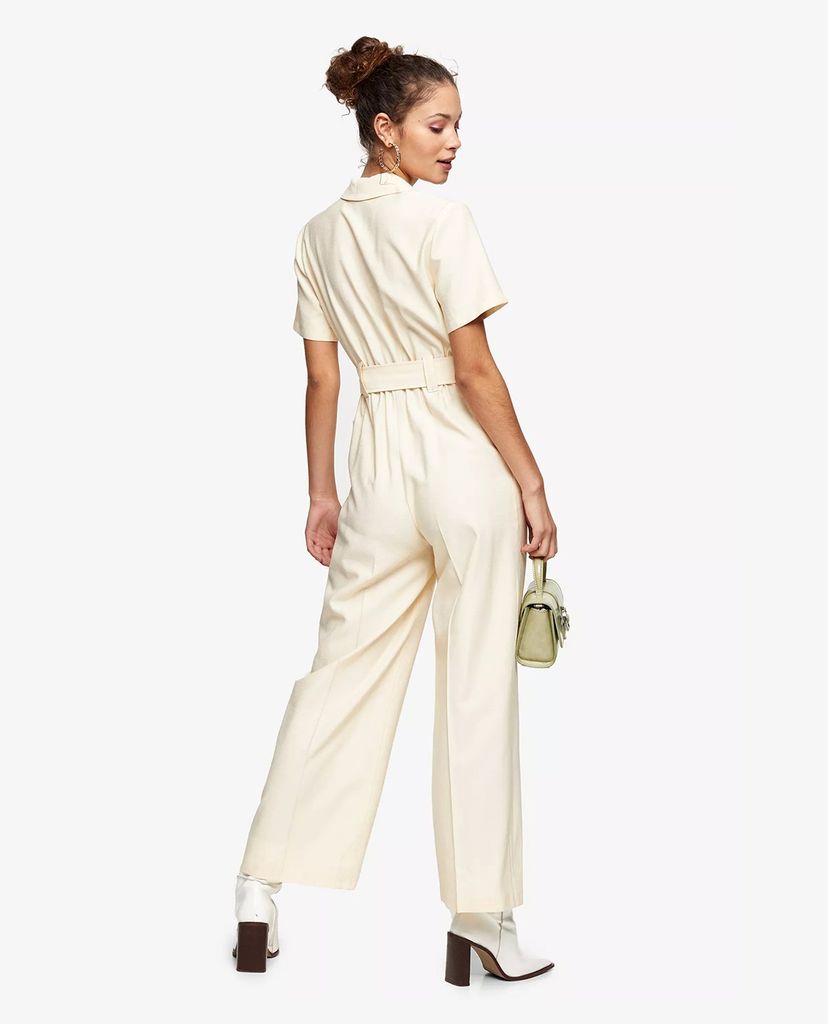 Jumpsuit nữ ngắn tay cổ gập Cream Belted Short Sleeve