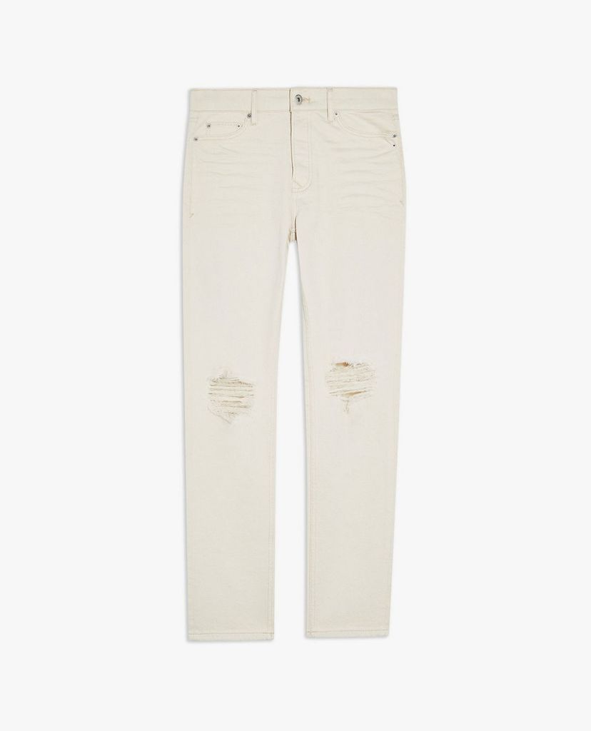 TOPMAN - Quần jeans nam phom skinny CONSIDERED Ecru Rip Stretch