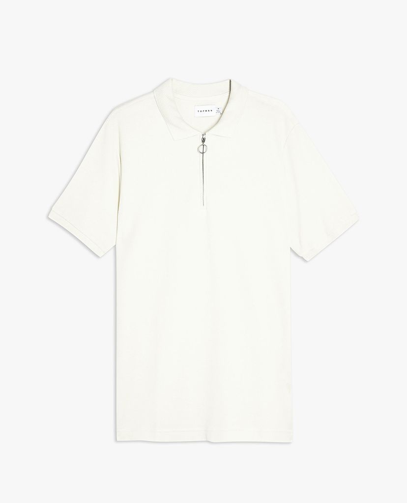 TOPMAN - Áo polo nam tay ngắn Ecru Pique Zip
