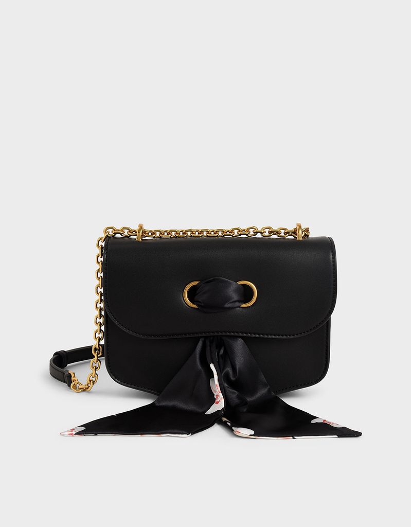 CHARLES & KEITH - Túi đeo vai nữ chữ nhật Satin Scarf Double Strap