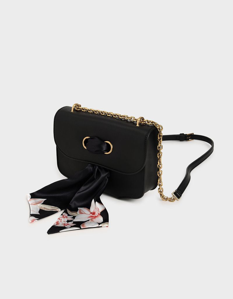 CHARLES & KEITH - Túi đeo vai nữ chữ nhật Satin Scarf Double Strap