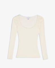 TOPSHOP - Áo thun tay dài cổ tròn phối ren White Long Sleeve Lace