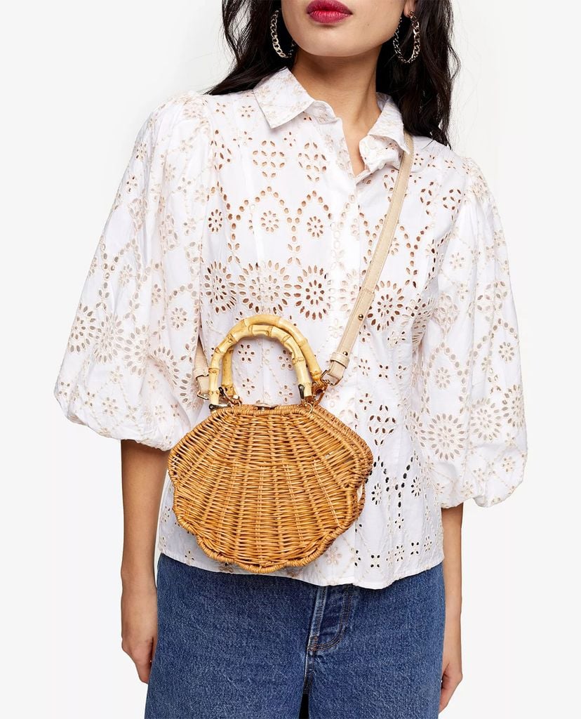 TOPSHOP - Túi cói đeo chéo hình vỏ sò SICILY Straw Shell
