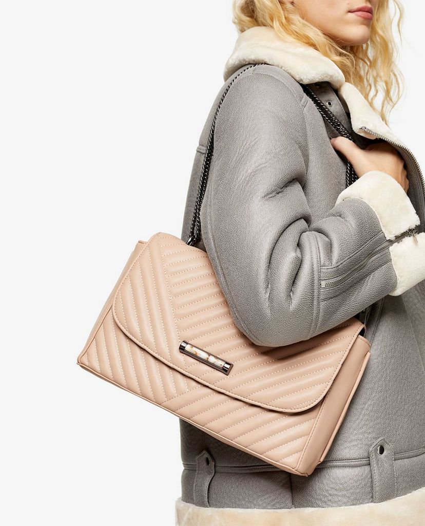 TOPSHOP - Túi đeo vai nữ SOLO Pale Pink Quilted