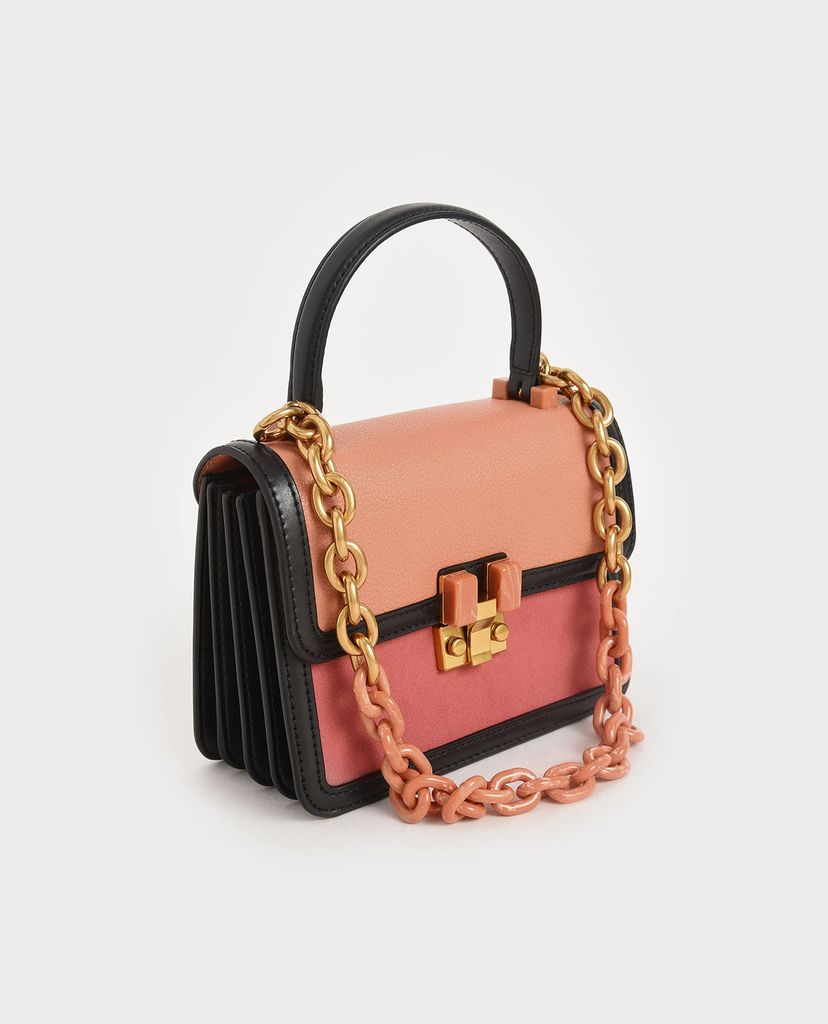 CHARLES & KEITH - Túi xách tay chữ nhật Small Chunky Chain Strap