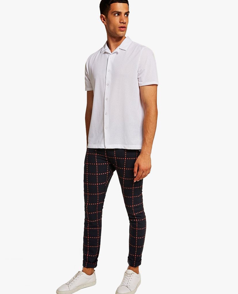 TOPMAN - Quần kiểu nam phom skinny Navy & Red Criss Cross Stretch