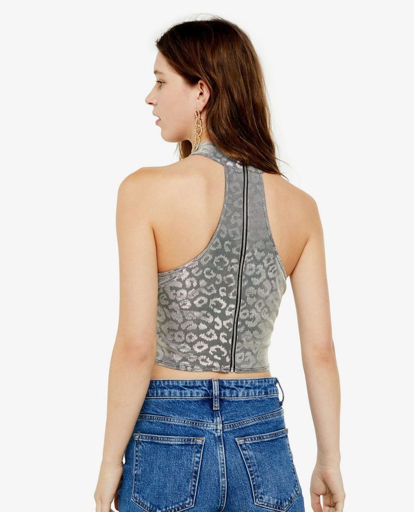TOPSHOP - Áo ba lỗ nữ phom croptop Animal Print Halter Neck