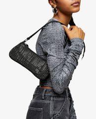 TOPSHOP - Túi đeo vai nữ Silver One Side 90s Diamante