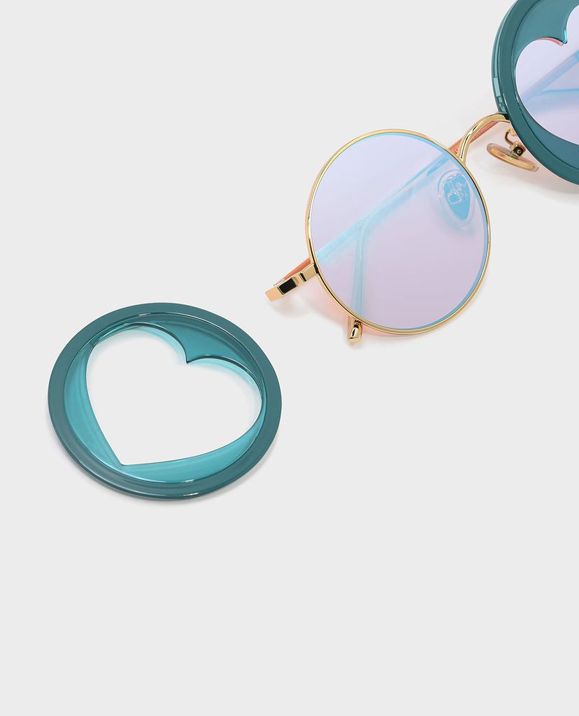 CHARLES & KEITH - Kính mát nữ gọng tròn Heart Shaped Frame