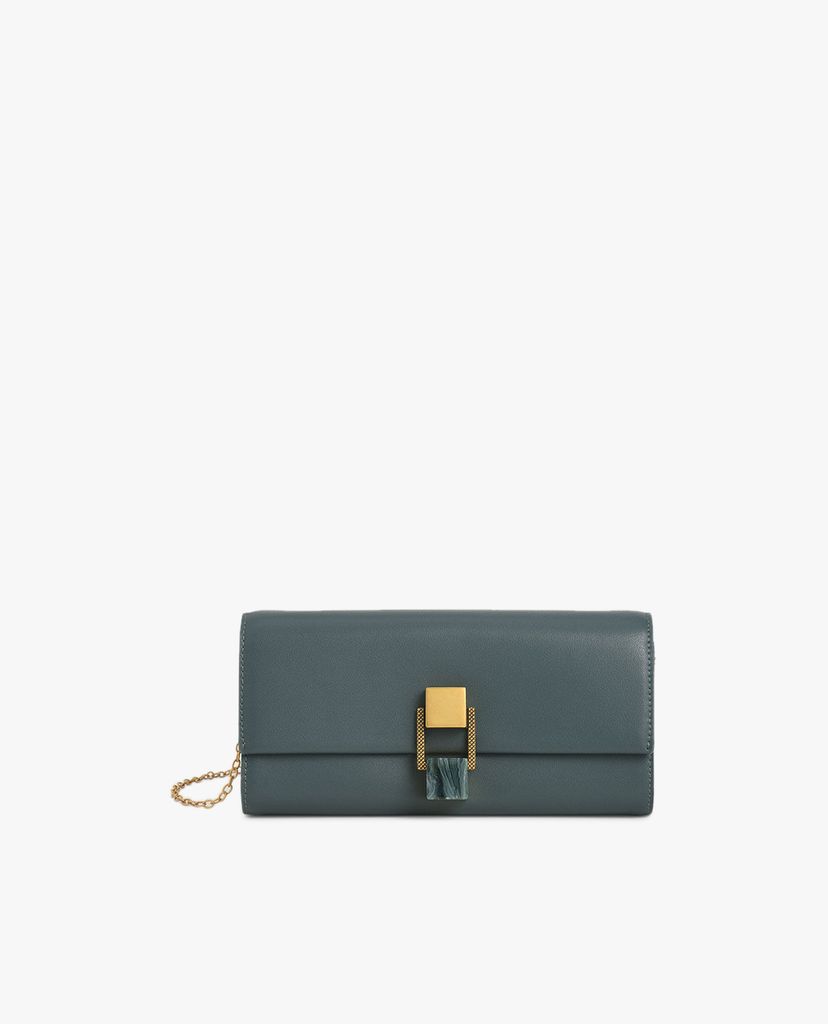CHARLES & KEITH - Ví cầm tay nữ nắp gập dáng dài Stone Embellished