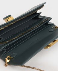 CHARLES & KEITH - Ví cầm tay nữ nắp gập dáng dài Stone Embellished