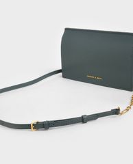 CHARLES & KEITH - Ví cầm tay nữ nắp gập Panelled Metallic Push Lock