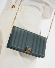 CHARLES & KEITH - Ví cầm tay nữ nắp gập Panelled Metallic Push Lock