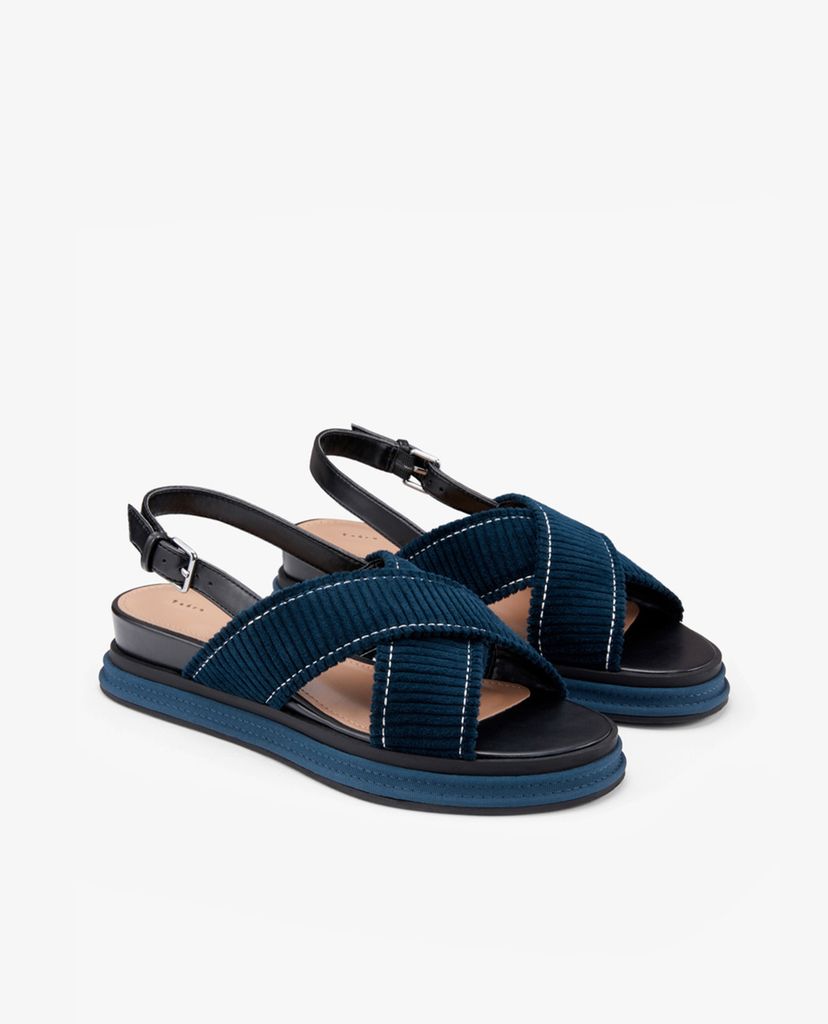 PEDRO - Giày đế xuồng sandals quai chéo Corduroy Slingback