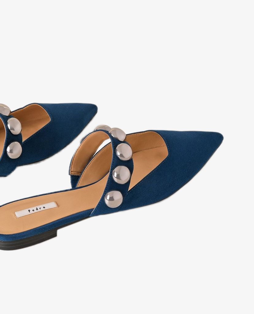 PEDRO - Giày đế bệt nữ mũi nhọn hở gót Studded Slip On
