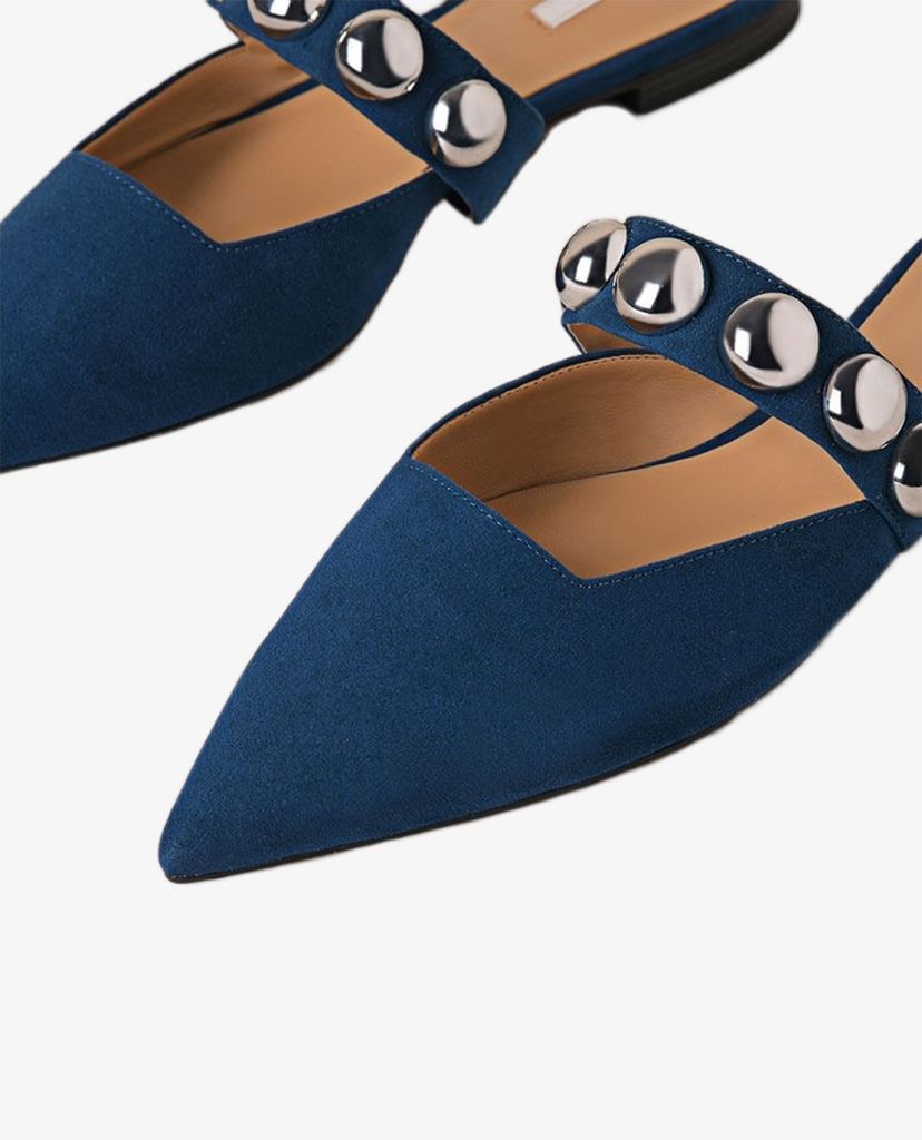 PEDRO - Giày đế bệt nữ mũi nhọn hở gót Studded Slip On