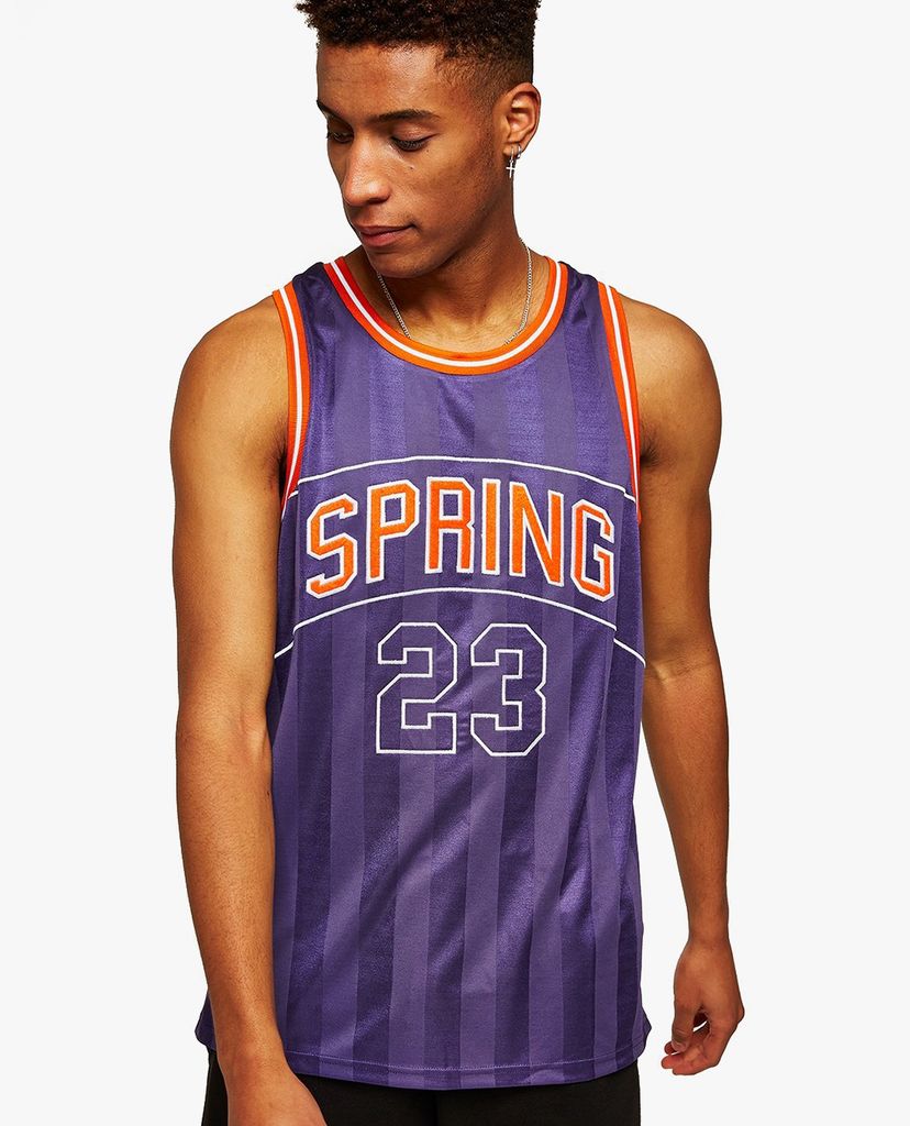 TOPMAN - Áo ba lỗ nam Purple Spring Embroidered