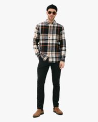 TOPMAN - Áo sơ mi nam tay dài sọc caro thời trang Plaid Slim