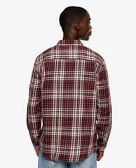 TOPMAN - Áo sơ mi nam tay dài Burgundy & Pink Check Slim