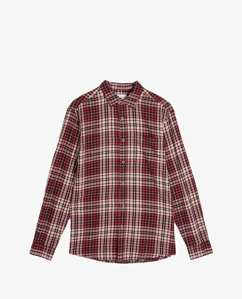 TOPMAN - Áo sơ mi nam tay dài Burgundy & Pink Check Slim