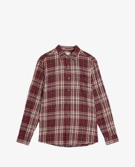TOPMAN - Áo sơ mi nam tay dài Burgundy & Pink Check Slim
