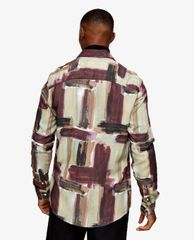 TOPMAN - Áo sơ mi nam tay dài cổ gập Abstract Paint Stroke Print