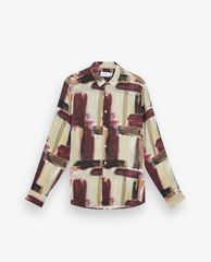 TOPMAN - Áo sơ mi nam tay dài cổ gập Abstract Paint Stroke Print